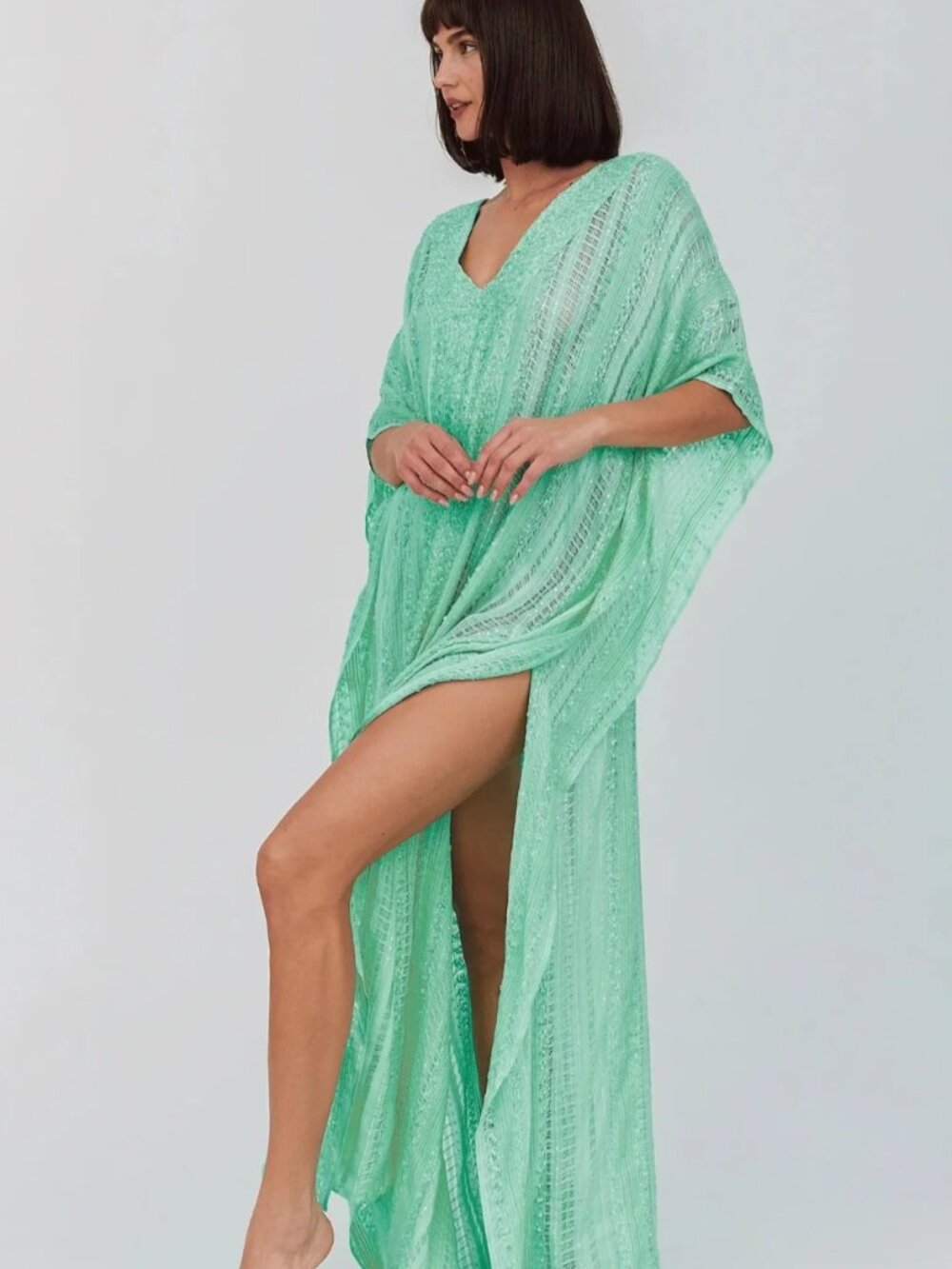 Pitusa Metallic Weave Thobe Sequin Kaftan